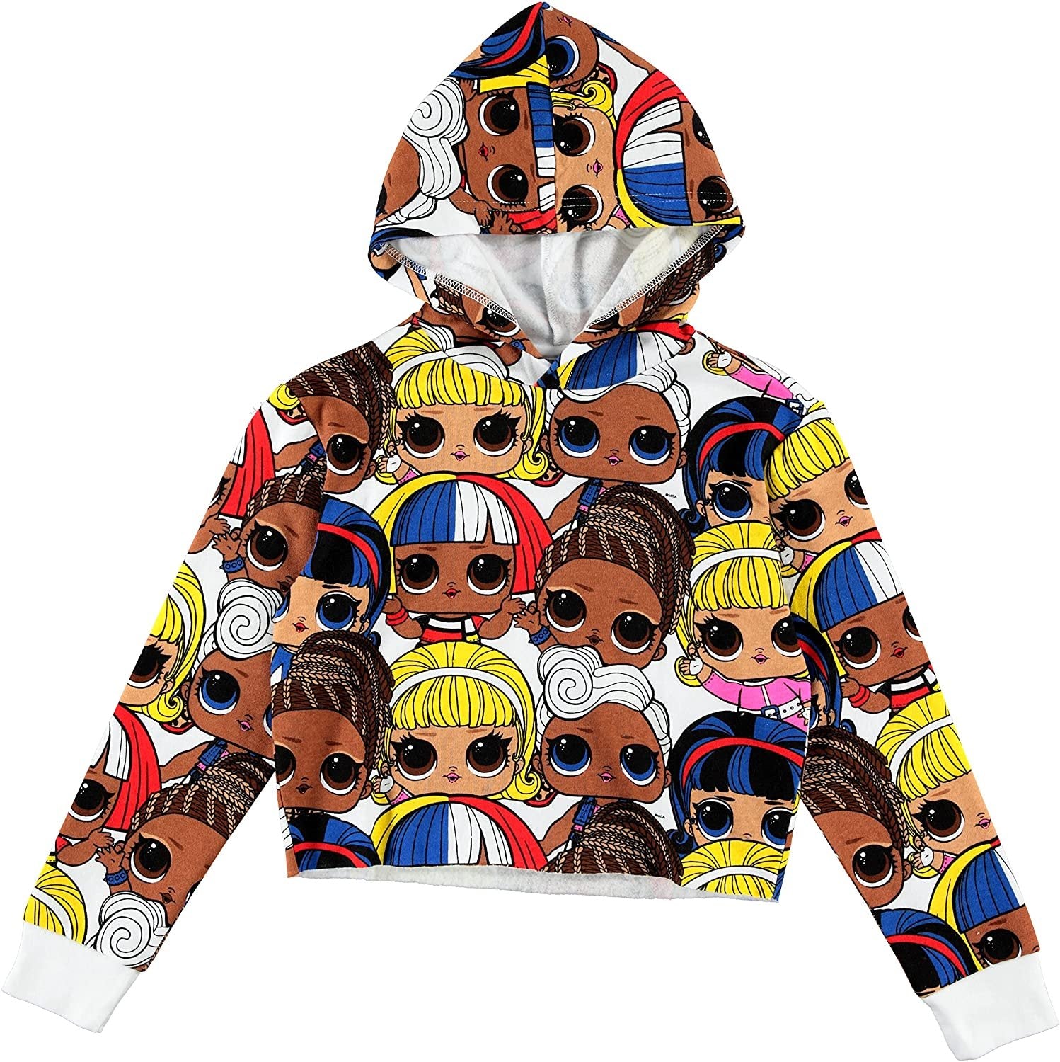 L.O.L. Surprise! Girls All Over Print Hoodie- Raw Edge Skimmer Hoodie Sizes 4-20