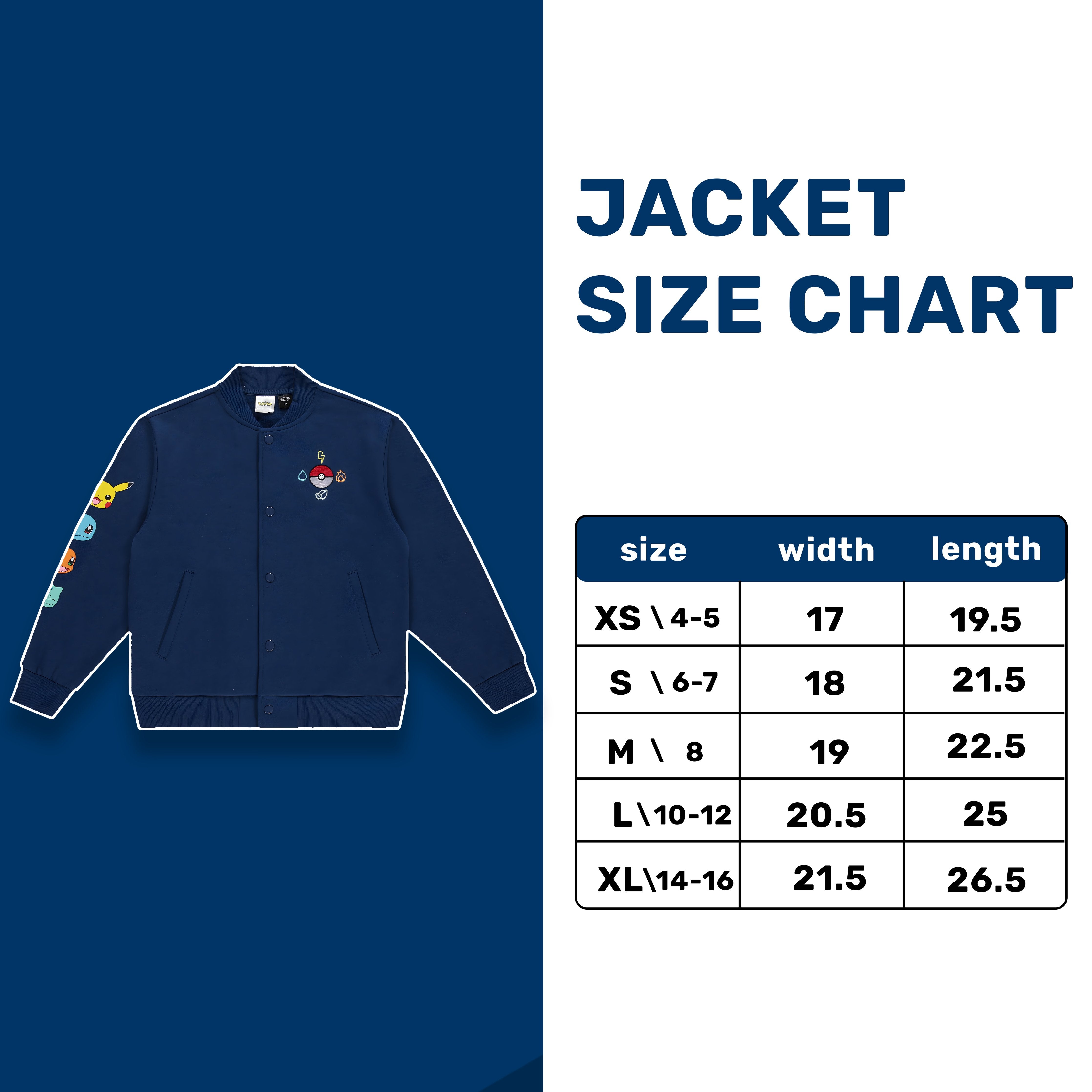 POKÉMON Boys Pokemon Fleece Bomber Jacket- Little and Big Boys Sizes XS-XL (4-16)