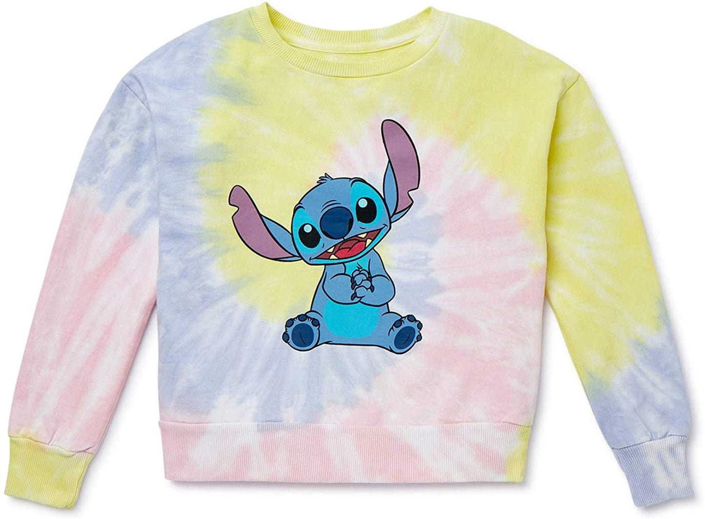 Lilo & Stitch Girls Sweatshirt -Jumbo Print and Embroidery Disney's Stitch Sweater- Sizes 4-16