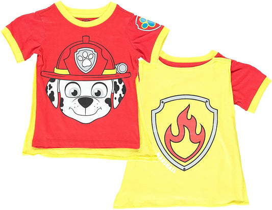 Boys Paw Patrol Cape T-Shirt - Chase, Marshall, Skye - Paw Patrol Cape Tee - Toddlers 2T-5T