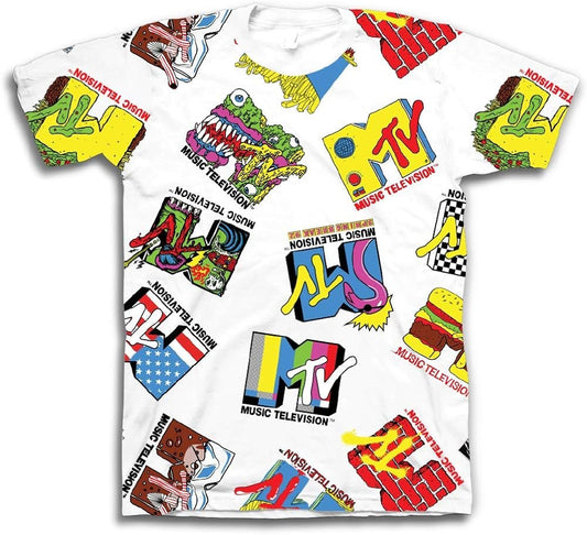 MTV Mens Classic Retro Shirt - #TBT Mens 1980's Clothing - I Want My Allover Print T-Shirt