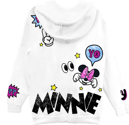 Minnie Mouse Girls Hoodie - Minnie Mouse Skimmer Pullover Hoodie- Sizes 4-16