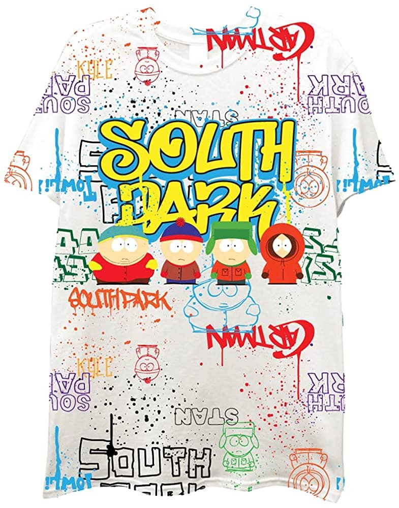 South Park Characters Mens Short Sleeve T-Shirt - Kenny, Cartman, Kyle & Stan - Comedy Central Tv Tee
