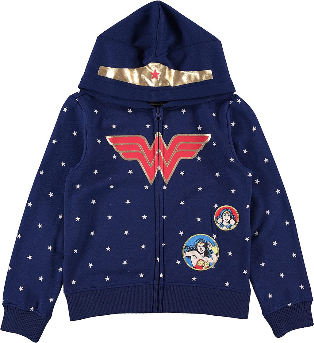 Mighty Fine Girls Wonder Woman Hoodie - Wonder Woman Cosplay Zip-Up Hoodie Sizes 4-16