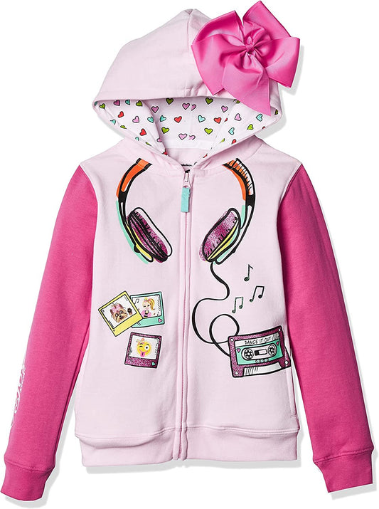 JoJo Siwa Girls Headphones 3D Bow Zip-up Hoodie Jacket