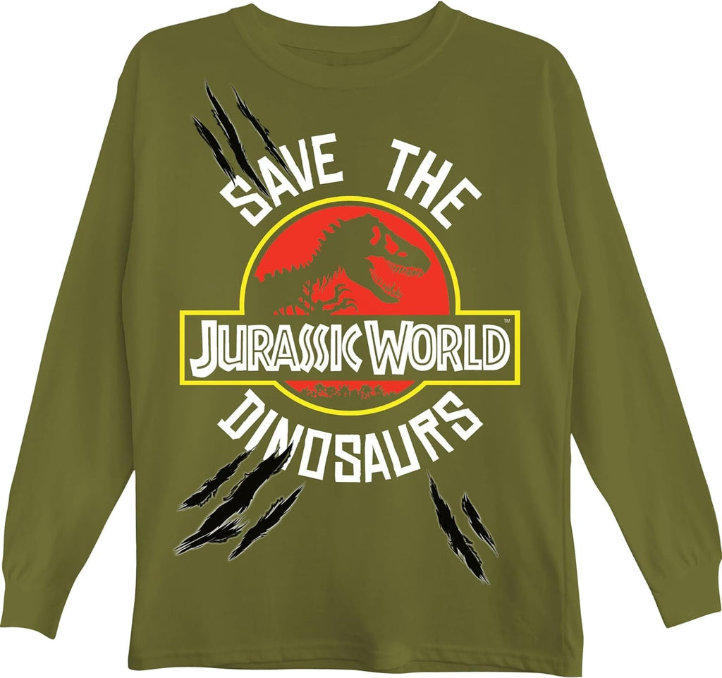 Jurassic Park Boys Jurassic World Long Sleeve Crewneck T-Shirt for Little and Big Boys Sizes 4-20