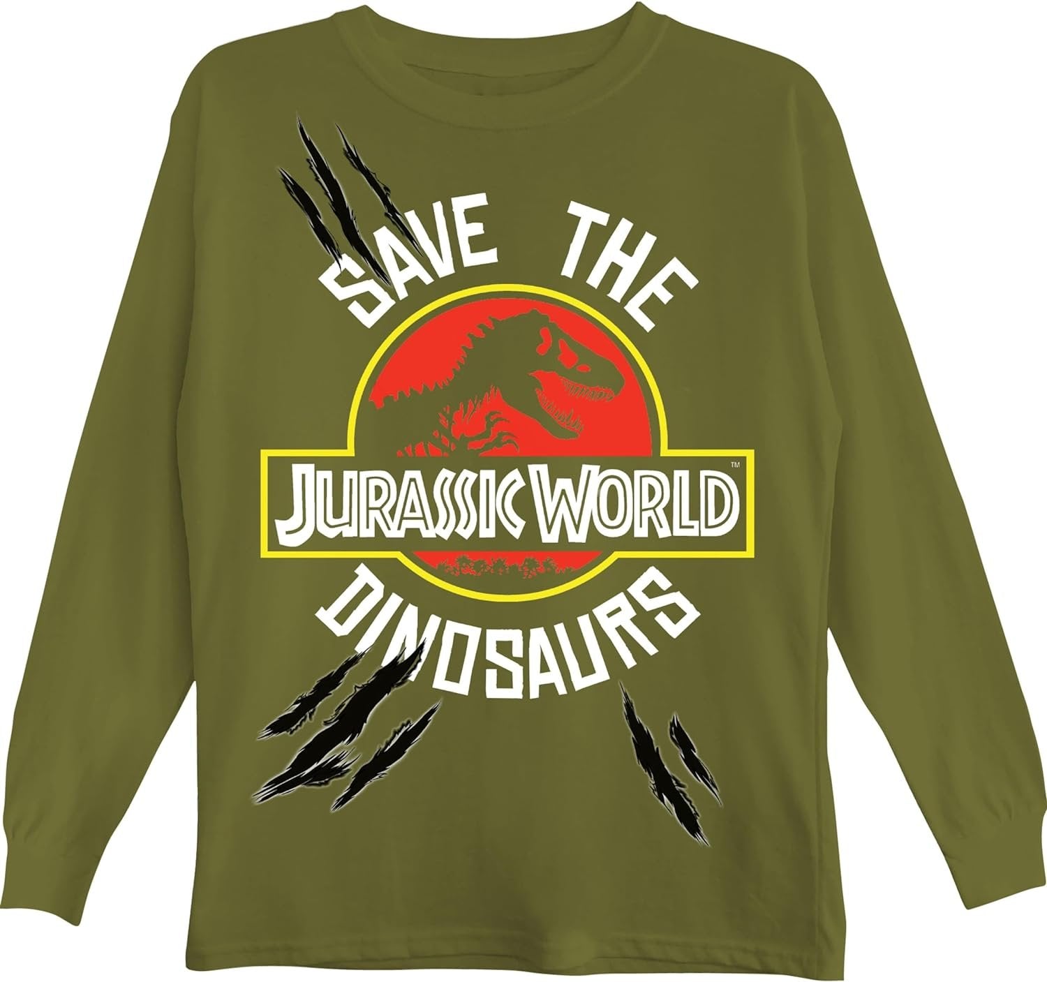 Jurassic Park Boys Jurassic World Long Sleeve Crewneck T-Shirt for Little and Big Boys Sizes 4-20