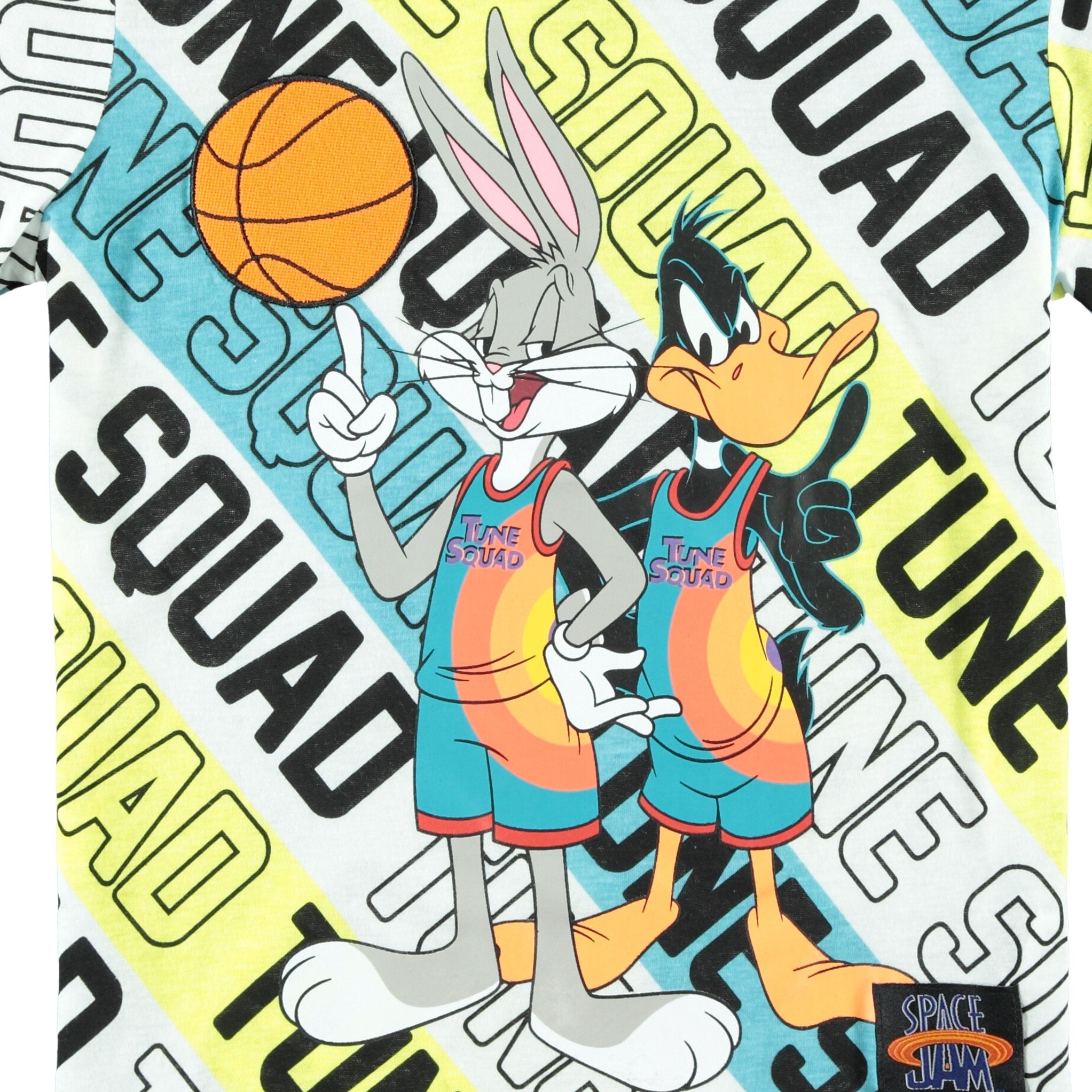 Boys Space Jam A New Legacy Short Sleeve T-Shirt- Tune Squad All Over Print Bugs Bunny Looney Tunes