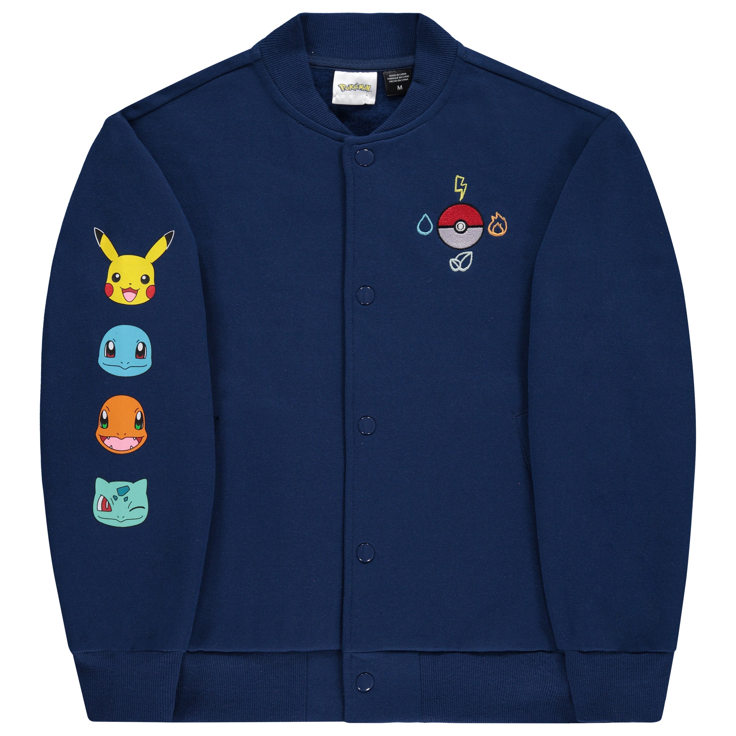 POKÉMON Boys Pokemon Fleece Bomber Jacket- Little and Big Boys Sizes XS-XL (4-16)
