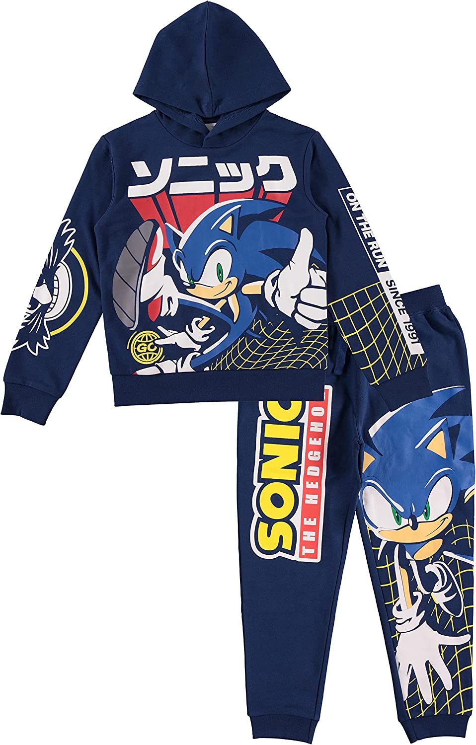FREEZE Boys Sonic Hoodie and Jogger Sweatpants - Sonic The Hedgehog Boys 2-Piece Outfit Set sizes 4-16