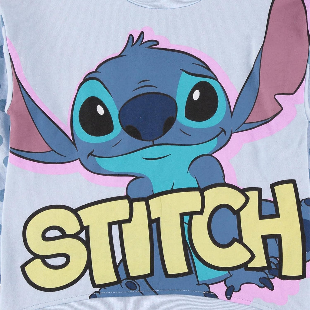 Lilo & Stitch Girls Sweatshirt -Jumbo Print and Embroidery Disney's Stitch Sweater- Sizes 4-16