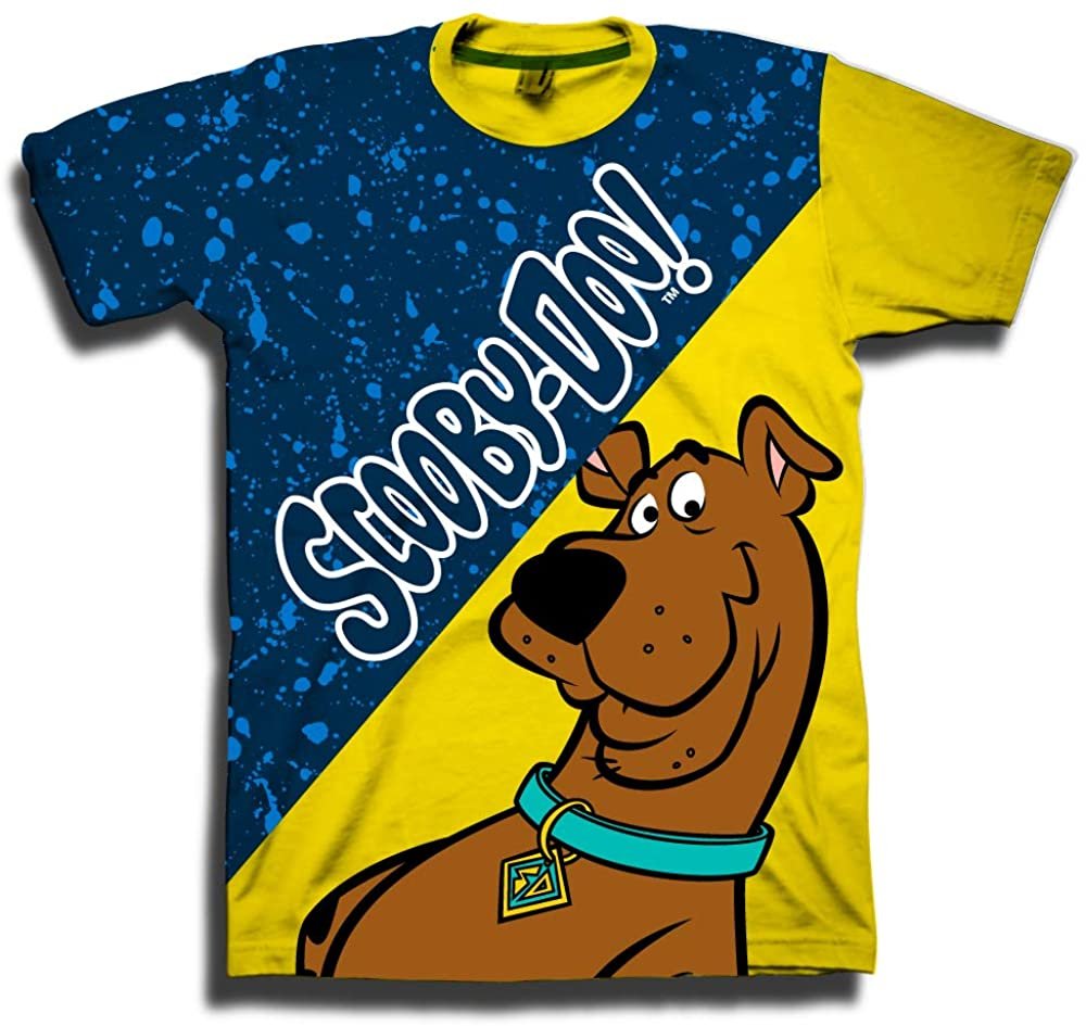 Scooby-Doo Boys T-Shirt - Graphic Design Split T-Shirt and All Over Print Boys Sizes 4-20