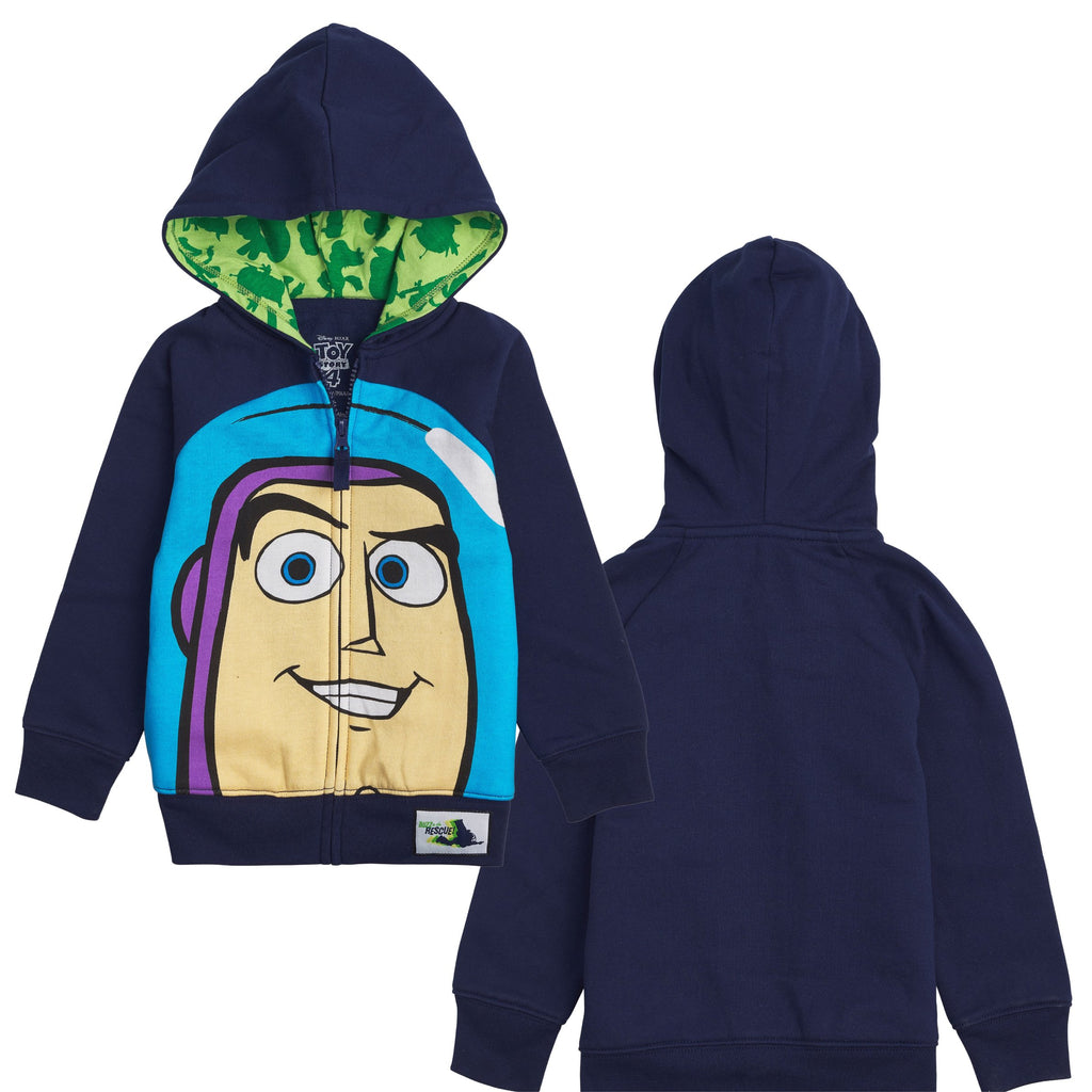Disney Toy Story Big Face Zip Up Character Hoodies - Buzz Lightyear, Sheriff Woody - Boys, Girls, Unisex Sizing