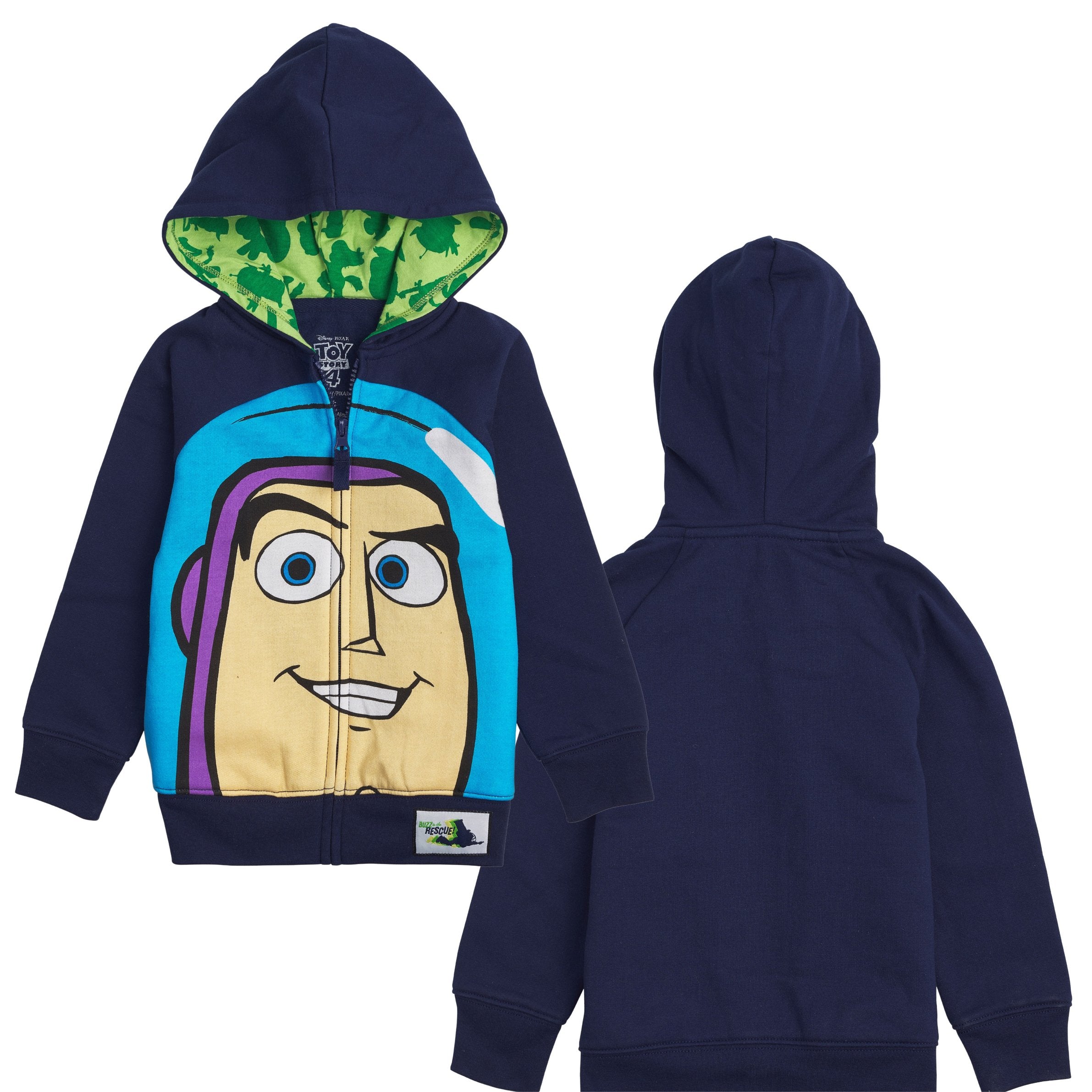 Disney Toy Story Big Face Zip Up Character Hoodies - Buzz Lightyear, Sheriff Woody - Boys, Girls, Unisex Sizing