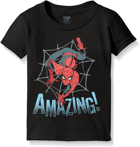Marvel Boys' Toddler Boys' Spiderman Web Crawling "Amazing" Short Sleeve T-Shirt