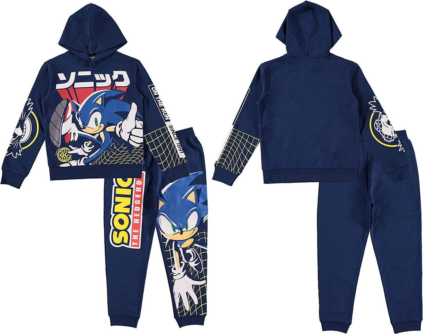 FREEZE Boys Sonic Hoodie and Jogger Sweatpants - Sonic The Hedgehog Boys 2-Piece Outfit Set sizes 4-16