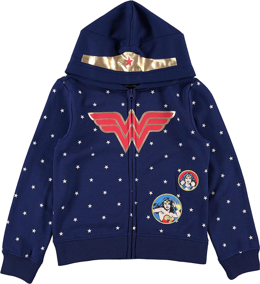 Mighty Fine Girls Wonder Woman Hoodie - Wonder Woman Cosplay Zip-Up Hoodie Sizes 4-16