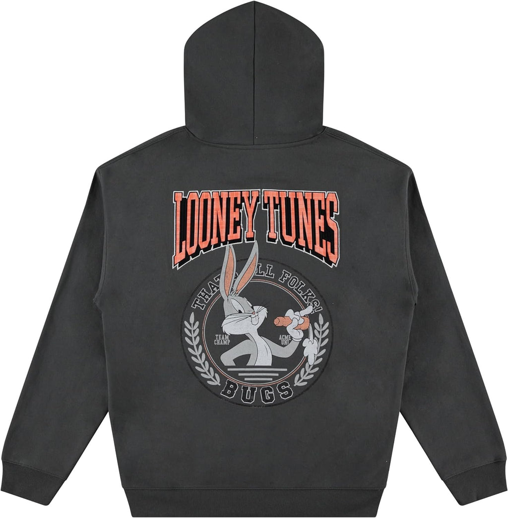 Premium Men's Looney Tunes Bugs Bunny Hoodie: Luxurious Plaid Patches and Intricate Embroidery