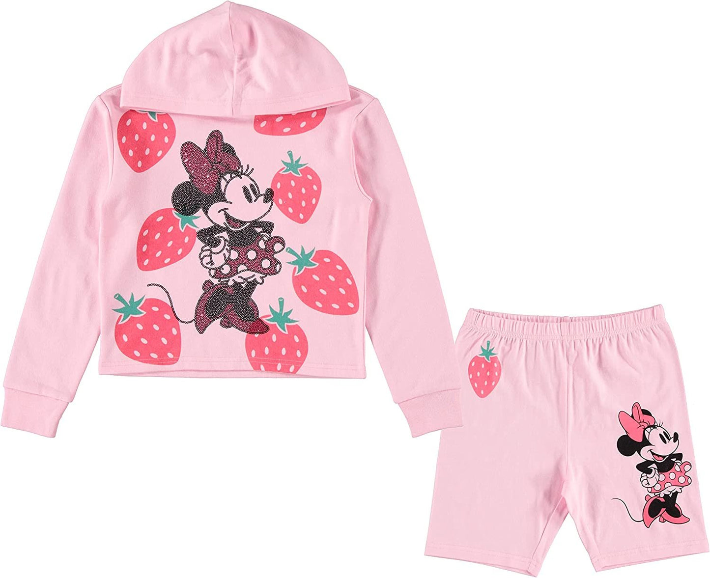Disney Minnie Mouse Skimmer Hoodie and Biker Shorts- Sizes 4-16