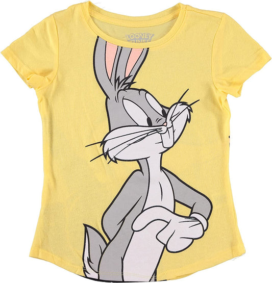 Looney Tunes Girls T-Shirt - Bugs Bunny & Daffy Duck Front & Back Tee, Sizes 4-16