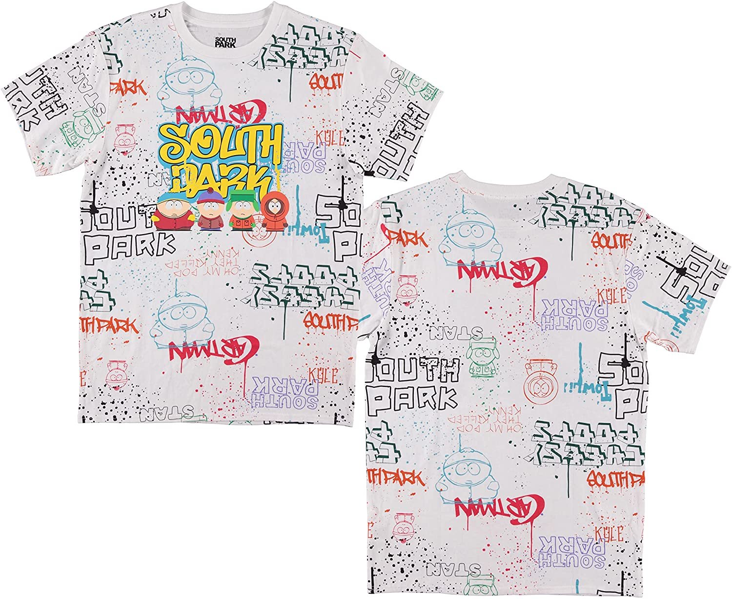 South Park Characters Mens Short Sleeve T-Shirt - Kenny, Cartman, Kyle & Stan - Comedy Central Tv Tee