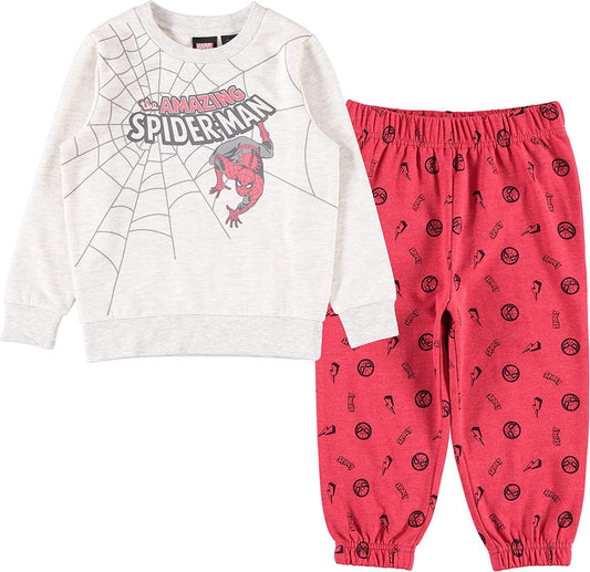 Marvel Spiderman Boys’ 2 Pack Fleece Sweatshirt Jogger Pants Set For Toddler Boys- Sizes 2T-5T