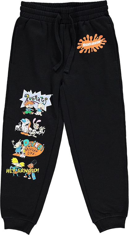 Nickelodeon Boys Jogger Sweatpants - Rugrats, Ren and Stimpy, Hey Arnold and Rocko's Modern Life - Sizes 4-20