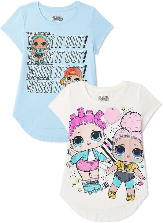 L.O.L. Surprise! Girls Girls 2-Pack T-Shirt Bundle Set - Glitterati, Sk8ter Dolls