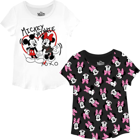 Disney's Minnie Mouse Girls T-Shirt - 2 Pack Girl's Sizes 4-16 - Minnie Mouse Short Sleeve Graphic Tee