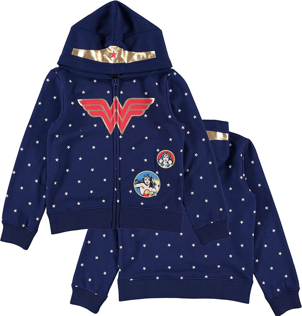 Mighty Fine Girls Wonder Woman Hoodie - Wonder Woman Cosplay Zip-Up Hoodie Sizes 4-16