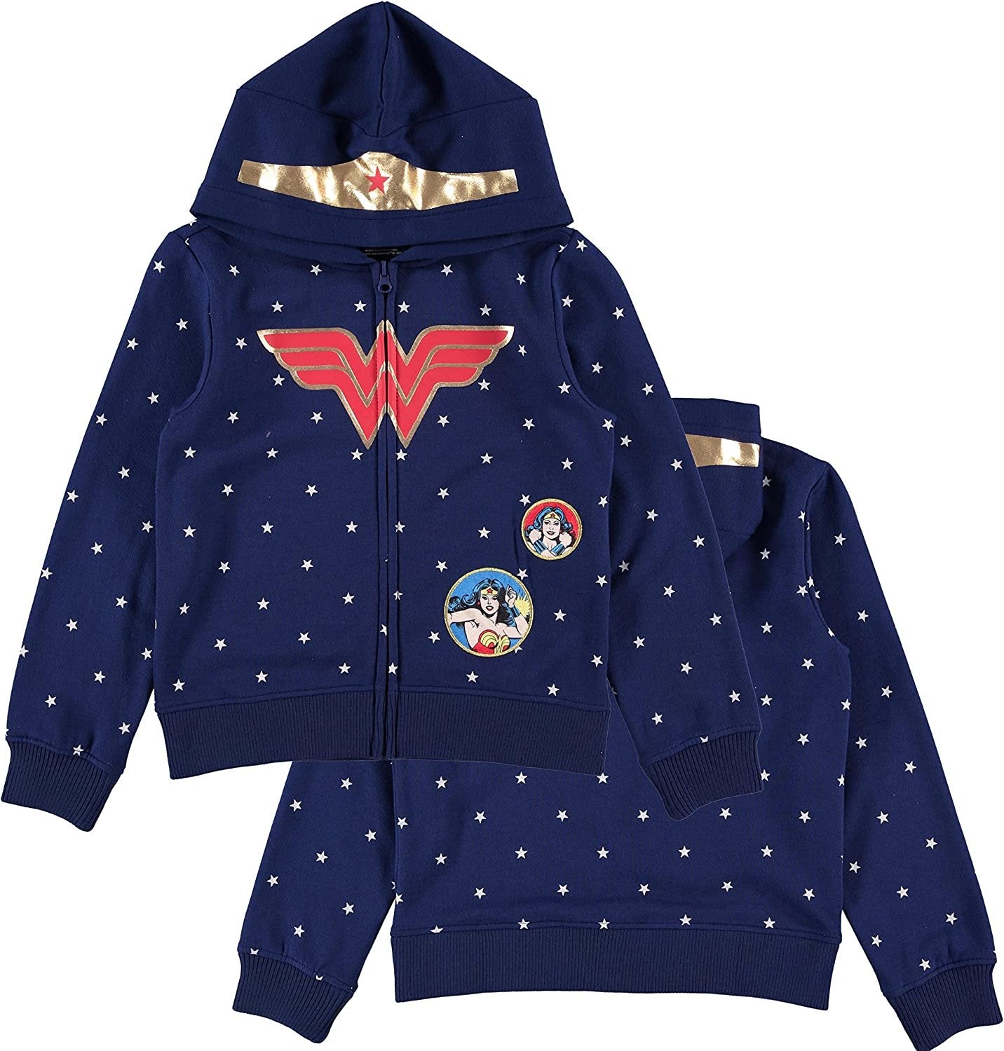 Mighty Fine Girls Wonder Woman Hoodie - Wonder Woman Cosplay Zip-Up Hoodie Sizes 4-16