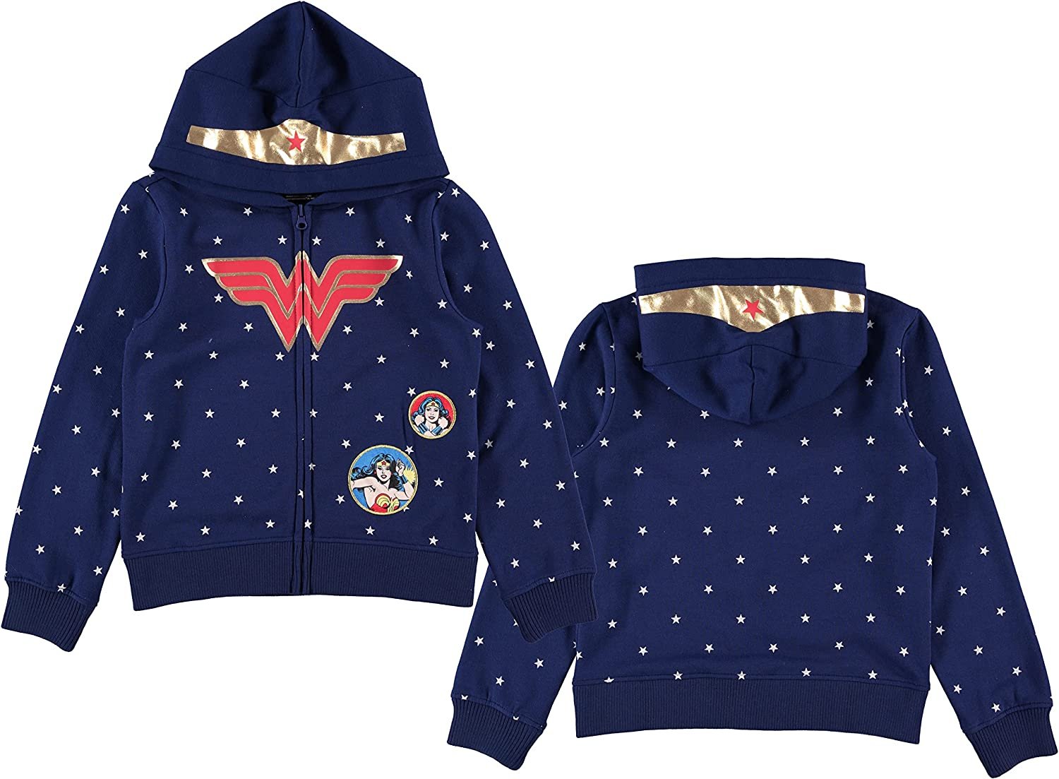 Mighty Fine Girls Wonder Woman Hoodie - Wonder Woman Cosplay Zip-Up Hoodie Sizes 4-16