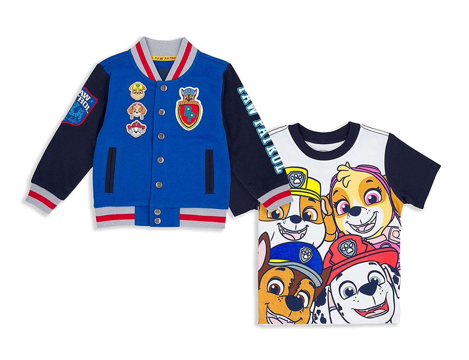 Paw Patrol Jacket with Chest Patch and Short Sleeve T-Shirt Combo
