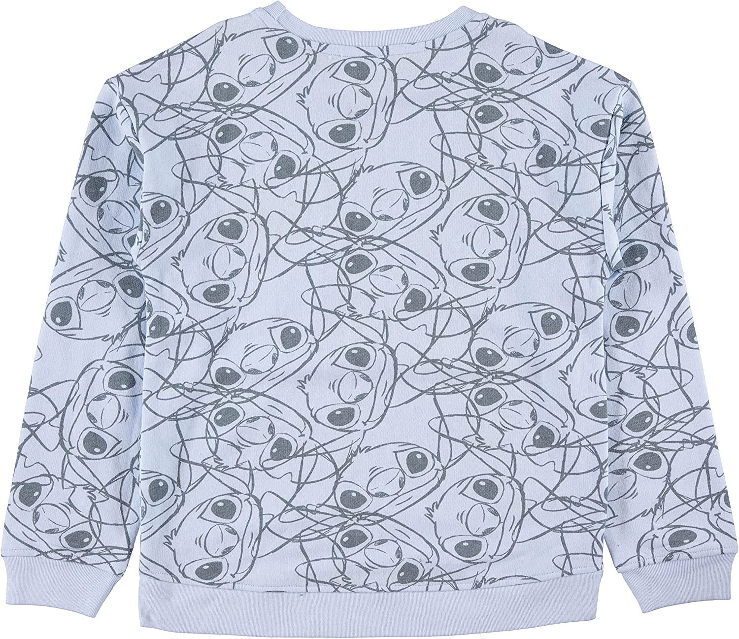 Lilo & Stitch Girls Sweatshirt -Jumbo Print and Embroidery Disney's Stitch Sweater- Sizes 4-16
