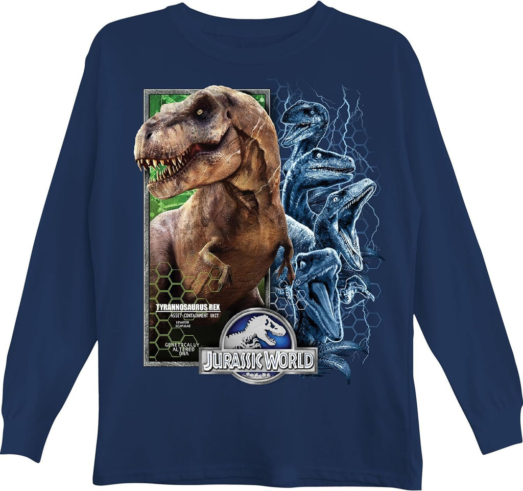 Jurassic Park Boys Jurassic World Long Sleeve Crewneck T-Shirt for Little and Big Boys Sizes 4-20