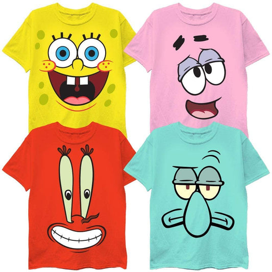 Spongebob Squarepants Boys T-Shirt 4-Pack Bundle - Spongebob, Patrick, Squidward, & Mr. Krabs - Nickelodeon - Boys Sizes 4-16