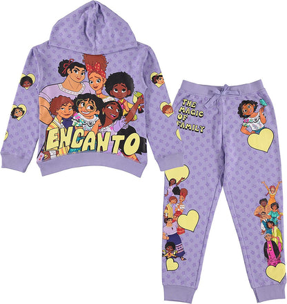 Disney Girls ENCANTO Hoodie and Jogger Clothing Set - Mirabel, Isabela and The Magic of Family 2 Piece Set Sizes 4-16