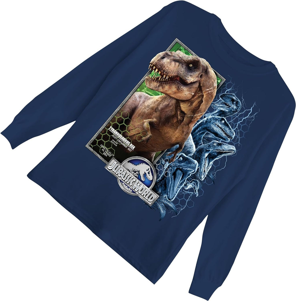 Jurassic Park Boys Jurassic World Long Sleeve Crewneck T-Shirt for Little and Big Boys Sizes 4-20