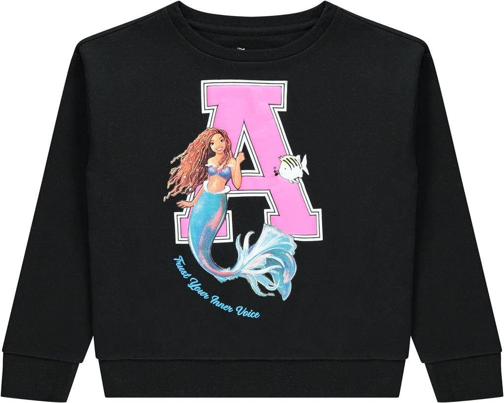 Disney Girls the Little Mermaid Movie Girls Fleece Skimmer Hoodie & Jogger 2pc Set - Ariel, Flounder, Sebastian