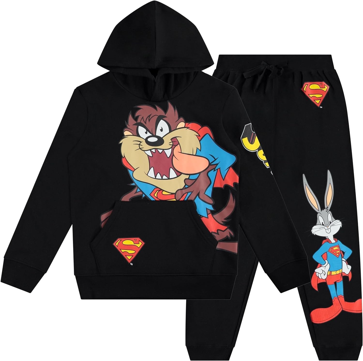 DC Comics Boys Pullover Hoodie and Jogger Sweatpants Set, Superman & Batman Sets for Little and Big Boys Sizes 4-20