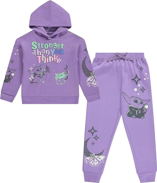 STAR WARS Girls Baby Yoda Clothing Set - Baby Yoda Sweatshirt Hoodie and Jogger - 2-Piece Outfit Set - Sizes 4-16