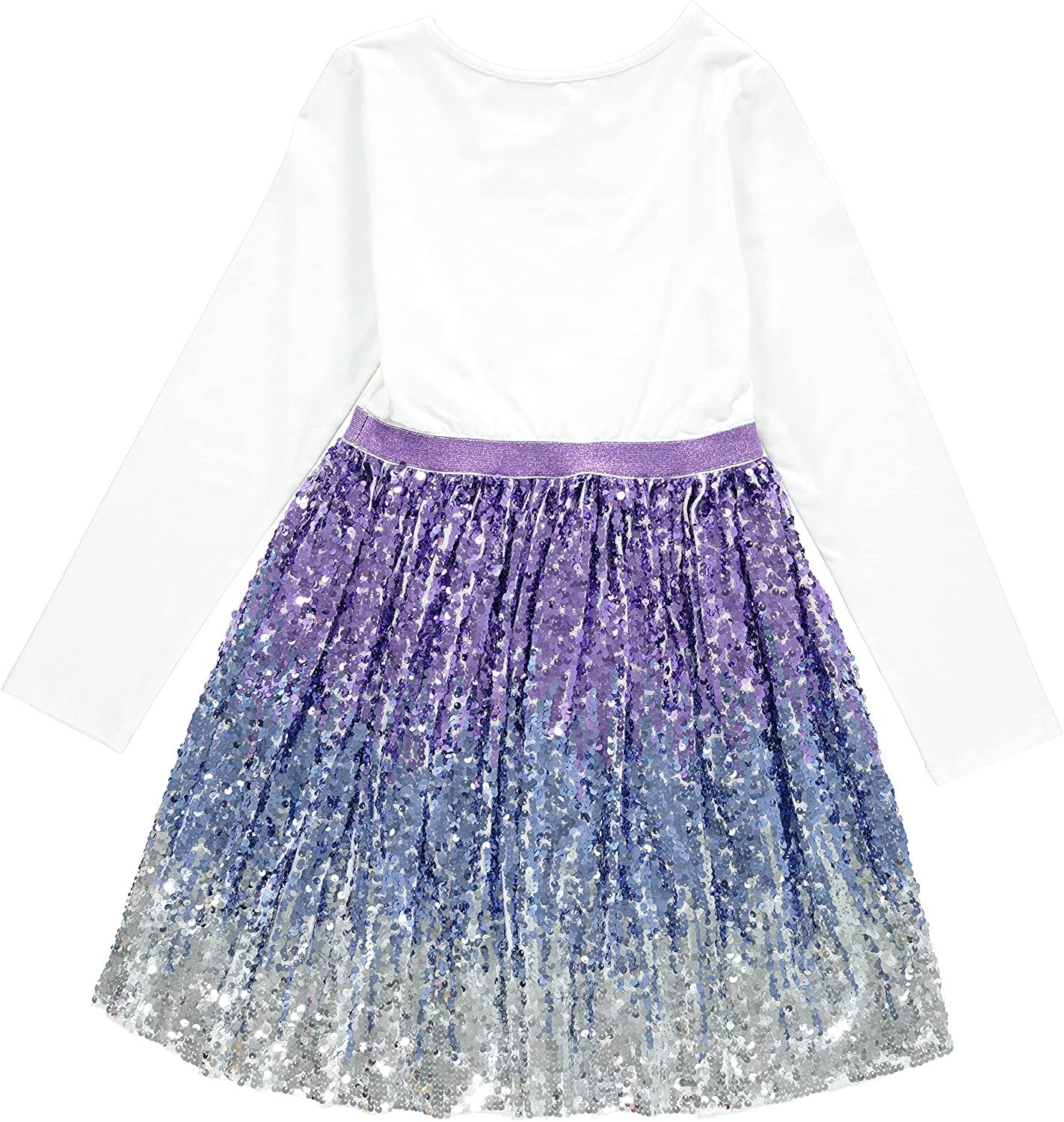 Disney Frozen Elsa and Anna Girls' Long Sleeve Tutu Dress with Sequins Frozen 2 Girls Clothing