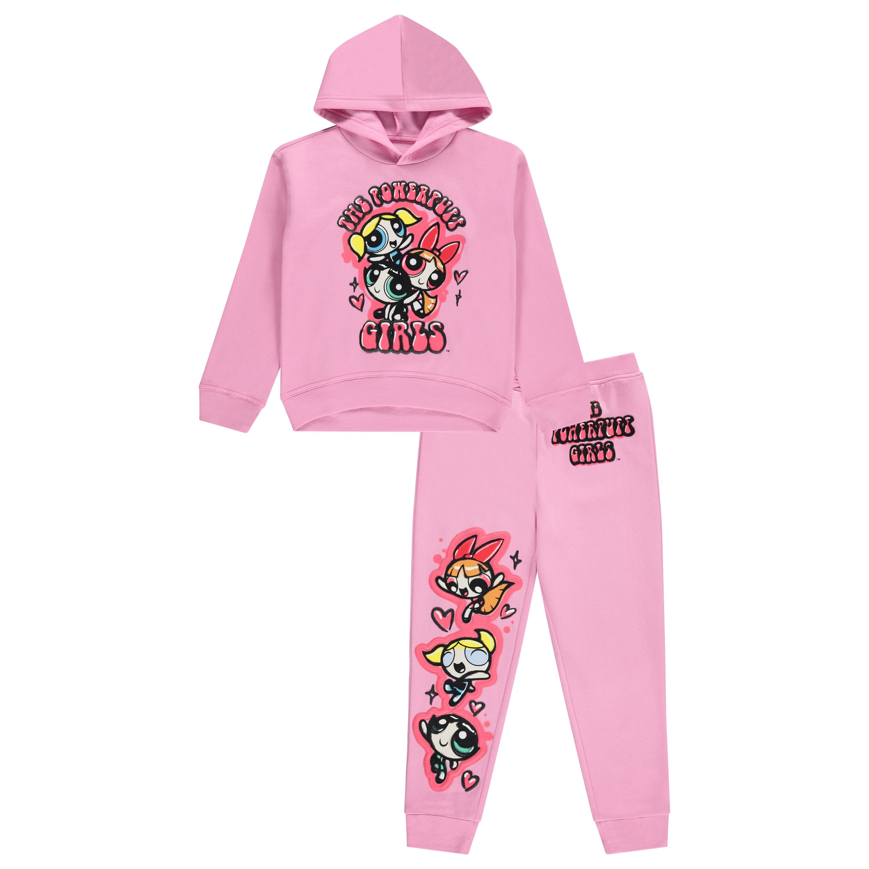 POWERPUFF GIRLS Pullover Hoodie and Jogger Sweatpants Clothing Set- Little and Big Girls Sizes 4-16