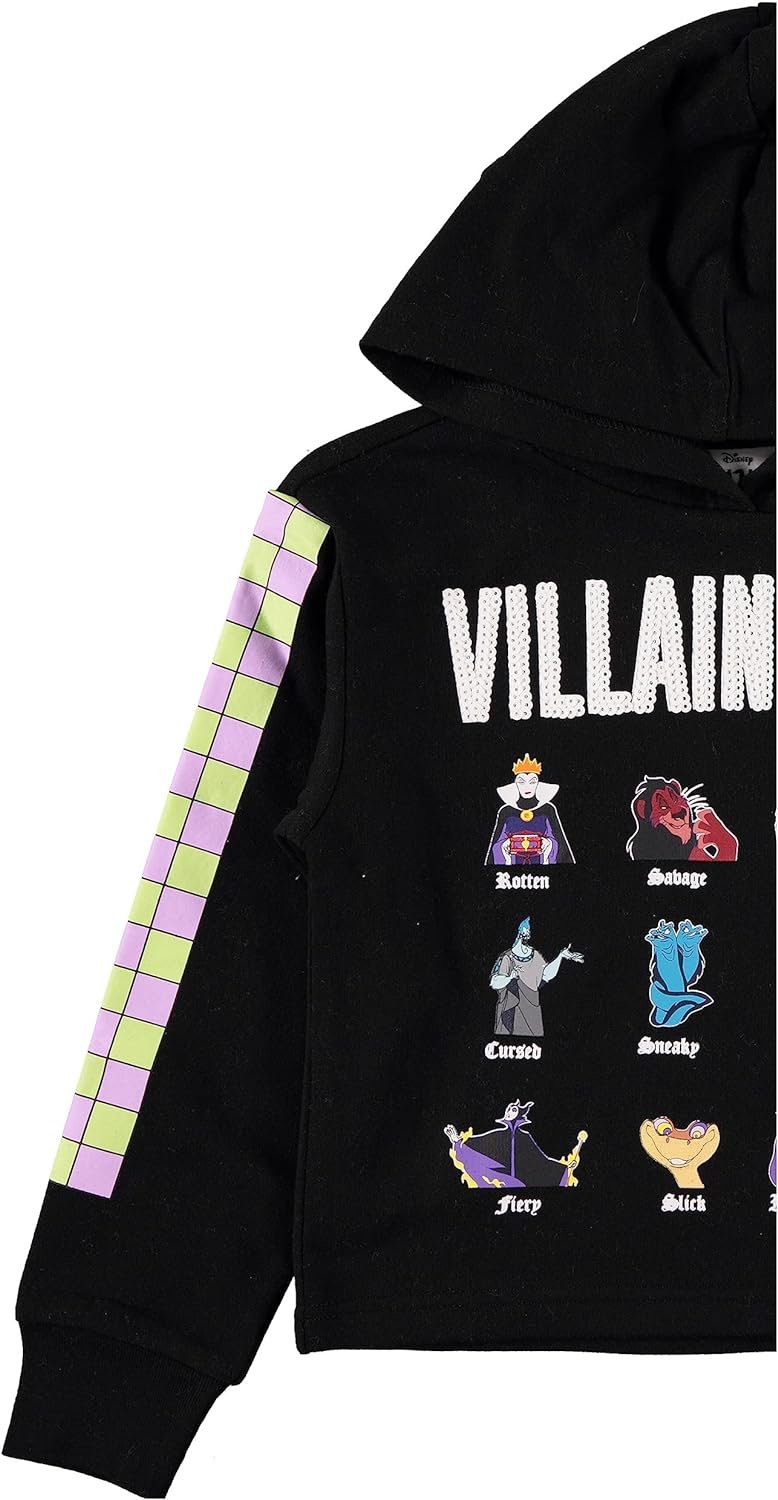 Disney Girls Villains Hoodie - Embrace the Dark Magic in Style! Sizes 4-16 Cropped Hoodie