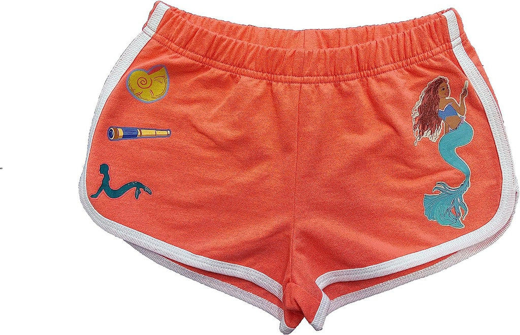 Disney Girls the Little Mermaid Movie Girls French Terry Tee & Short Set - Ariel, Flounder, Sebastian