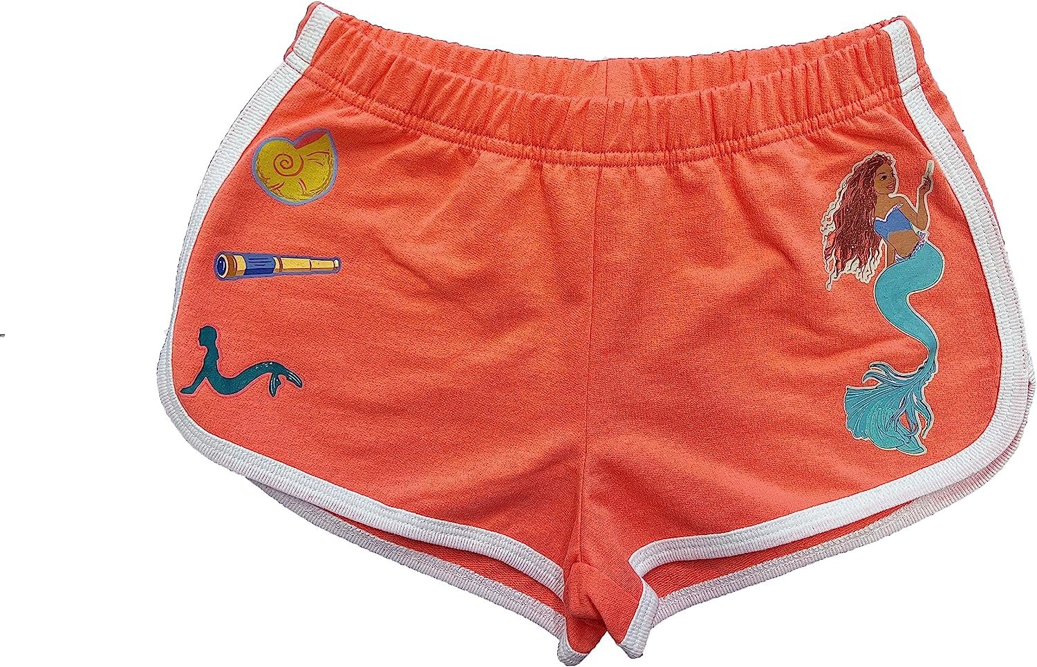 Disney Girls the Little Mermaid Movie Girls French Terry Tee & Short Set - Ariel, Flounder, Sebastian