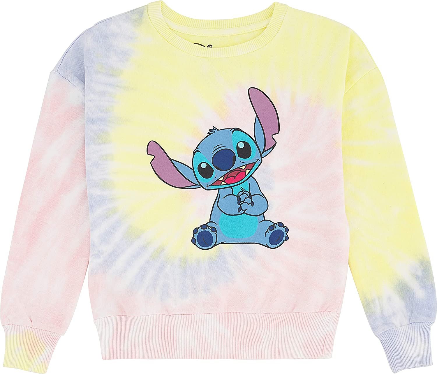 Lilo & Stitch Girls Sweatshirt -Jumbo Print and Embroidery Disney's Stitch Sweater- Sizes 4-16