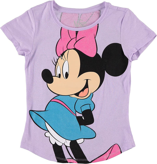 Disney Minnie Mouse Girls Short Sleeve T-Shirt- Front and Back Print - Sizes 4-16
