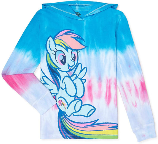 My Little Pony Girls Tie Dye Graphic Hoodie - Rainbow Dash/Pinkie Pie Sizes 4-16