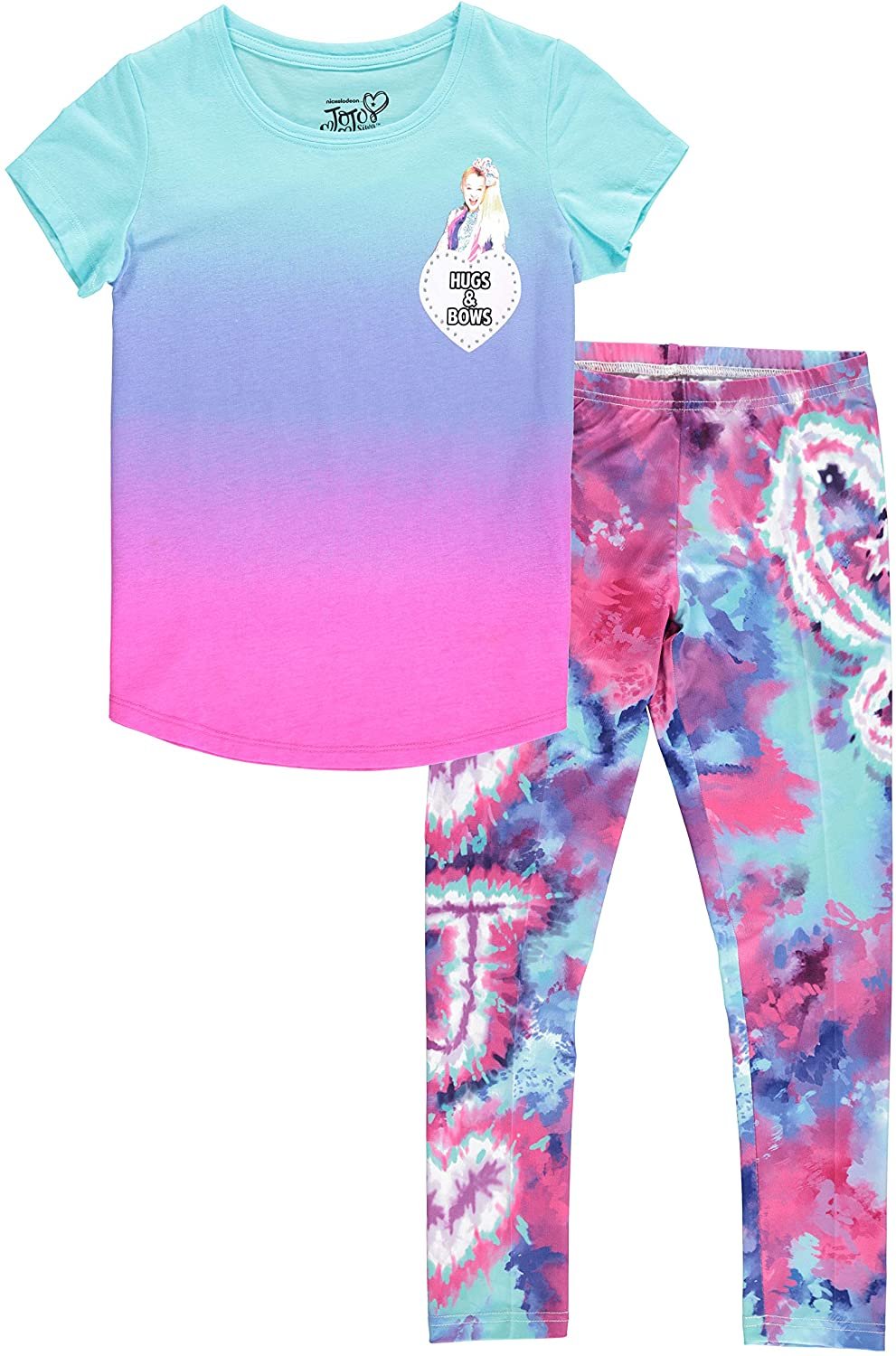 JoJo Siwa Girls' Tie Dye Short Sleeve T-Shirt and Leggings Set